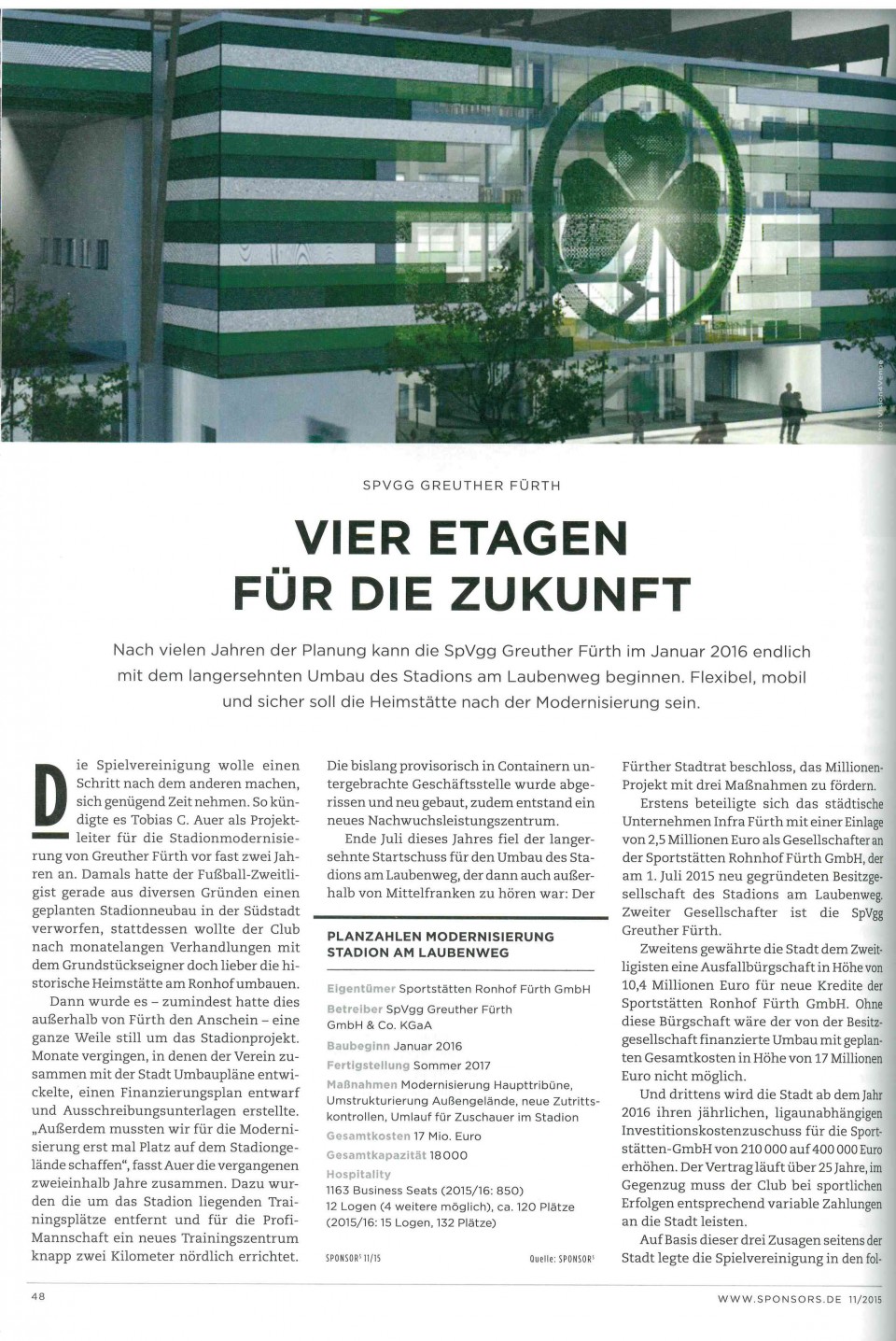 Article in Sponsors magazine